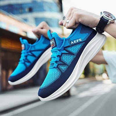 Mode Ademende Heren Hardloopschoenen Hoge Kwaliteit Lichtgewicht Antislip Buitensportschoenen Zachte Vetersluiting Tennis Sneaker voor Man 40 blauw