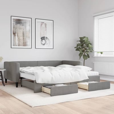 vidaXL - Slaapbank - onderschuifbed - en - lades - 100x200 - cm - stof - donkergrijs