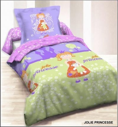 Kinderdekbedovertrek Jolie Princesse - 1 -persoons- 140x200 cm met 1 kussensloop 65x65 - 100 % katoen