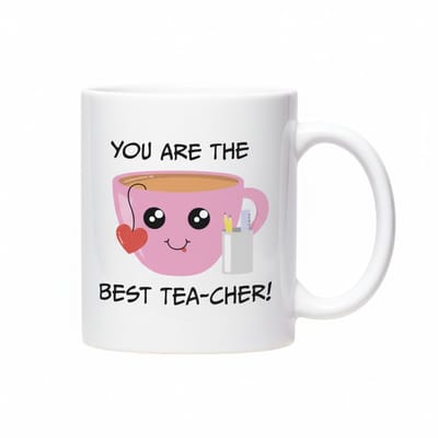 330ml Best Tea-cher Mok – Schattige Woordgrap Beker voor Juf of Meester – Leuk Bedankcadeau voor School & Klassen