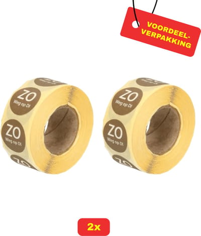 2 X HACCP datumstickers met Zo weg op Di - 2 x 500 stickers - Voordeelverpakking!