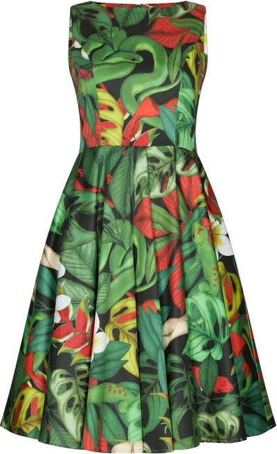 Succubus Clothing Audrey Jungle Snakes 50's Swing Jurk Zwart