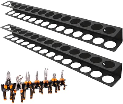 Jhubersproducts - Zangenhalter - Wandhouder - Robuust en stabiel - Zwart - Gereedschap - Perfect voor garage en werkplaats - 2 stuks