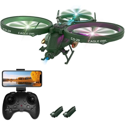 Afstandsbediening drone met camera 480P 2.4GHz Afstandsbediening drone Eén klik opstijgen 480P camera - 2 battery zwart