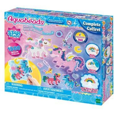 Aquabeads 31944 Eenhoornset- complete set 1500 parels in 24 kleuren- inclusief sleutelhangers