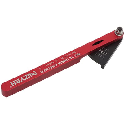 Indicateur d'usure de chaîne de vélo Vérificateur de chaîne en aluminium Jauge multifonctionnelle de réparation de chaîne de véloRouge rouge