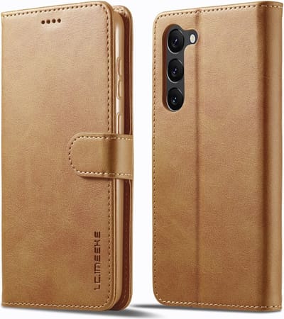 LC.IMEEKE Hoesje - Geschikt voor Samsung Galaxy S24 Hoesje - LC.IMEEKE Luxe Book Case - Bruin