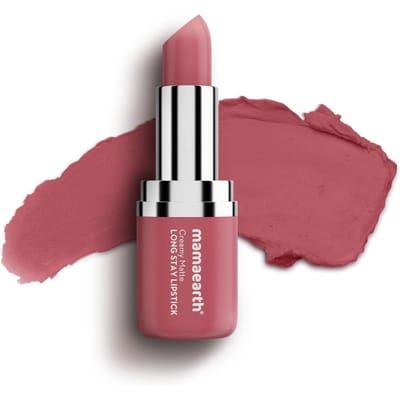 Mamaearth Rouge à Lèvres Crémeux Mat Long Tenue 4,2g Rose Nude Hydratant Couleurs Intenses 8 Heures de Tenue
