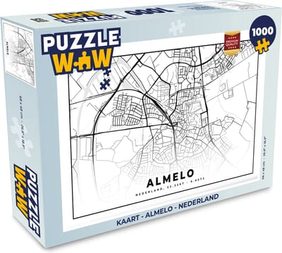 Puzzel Kaart - Almelo - Nederland - Legpuzzel - Puzzel 1000 stukjes volwassenen