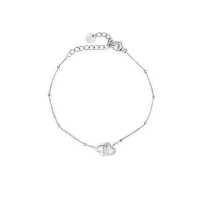 Armband Stainless Steel - Zilver - Dubbel Hartje