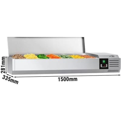 GGM Gastro Kühlaufsatzvitrine PREMIUM - 1500x335mm - 7x GN 1/4 Zilver