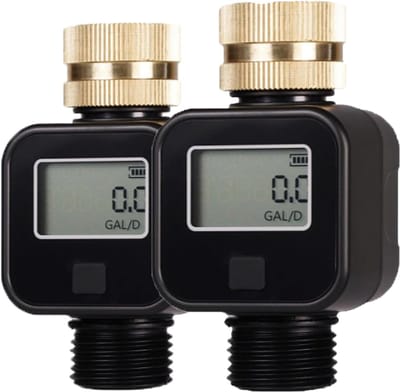 KZQ Waterstroommeter Met Messing Inlaat - Metaal Draad - Meet Gallon En Liter Verbruik En Debiet - Voor Camper Watertank Vullen Tuinslang Besproeiing En Sproeier - 1 Stuk