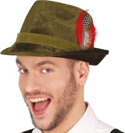 Guirca Tiroler/oktoberfest hoedje voor heren - verkleed accessoires - groen velvet - Jagershoedje