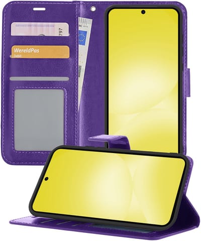 Hoesje - Met Pasjeshouder - Geschikt voor Samsung Galaxy A56 - Luxe Bookcase Portemonee - Flip Case - Kunstleer Book Case - Flipcase - Book Cover - Walletcase - Portemonneehoes - Telefoonhoesjes - Paars