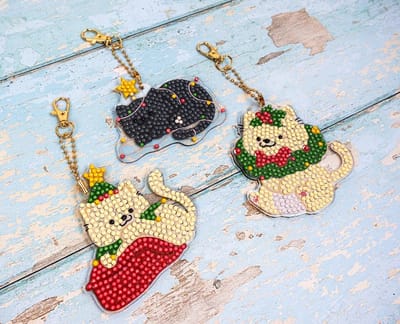 Diamond painting set Merry Meows - DIY Hanging Acrylic Charm Chains Kit (Kit of 6) - letistitch