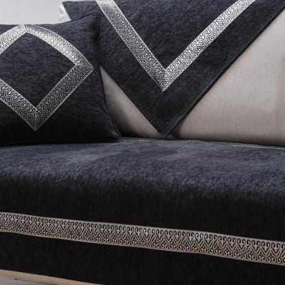 Chenille Sofamat met Geborduurde Antislip Verdikte Rugleuning Huis Massief Hout Woonkamer Decoratie Stofdichte Bankkussen 70x50cm 1pcs gray