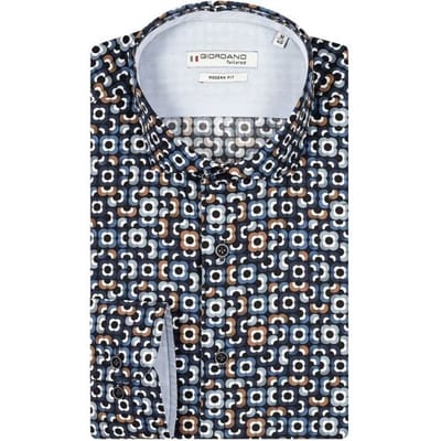 Giordano Overhemd Row Cutaway Vintage Flowers Dark Navy / male