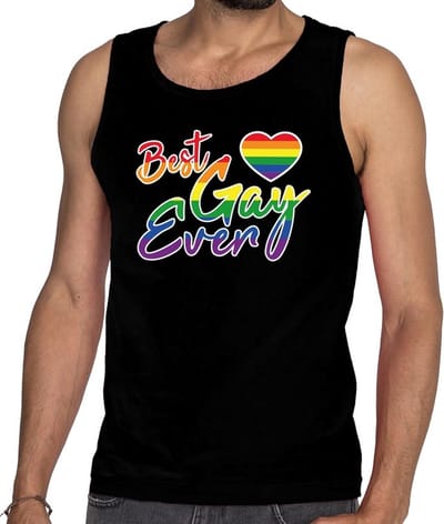 Gay pride best gay ever tanktop/mouwloos shirt - zwart homo tanktop heren - gaypride S