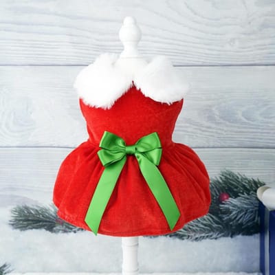 Hondenjurkjes voor Kleine Honden Kat Kerstfeest Rood Prinsessenrokje Puppy Kerstjurk Chihuahua Yorkies Mopshond Poedel Kostuum S red