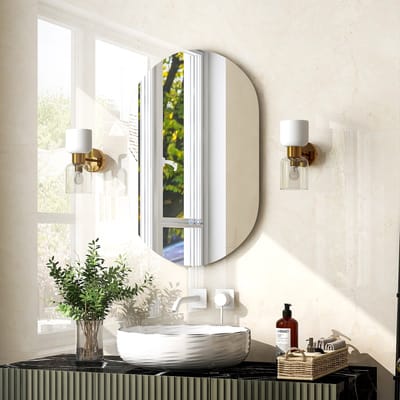 COSTWAY Led-spiegel 80 x 50 cm met anti-condens-spiegelverwarming, badkamerspiegel, 3000-6500 K, dimbaar, badkamerspiegel, wandspiegel