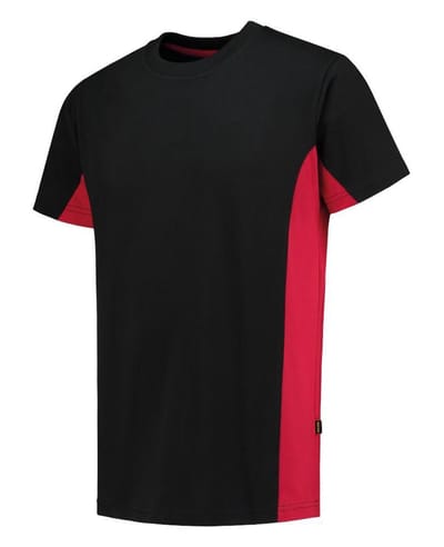 Tricorp T-shirt Bicolor 102004 Zwart / Rood  - Maat 3XL