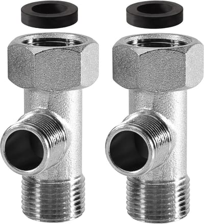 3-Weg Kranen T-stuk Verbinding voor Toilet, Wasmachine en Douche - 3/8" en 9/16" Aansluitingen, Ideaal voor Waterafvoer en Sanitair Installaties