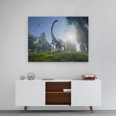 Artaza Canvas Schilderij Dino - 80x60 cm - Wanddecoratie Dieren - Muurdecoratie Bos - Schilderijen Op Canvas