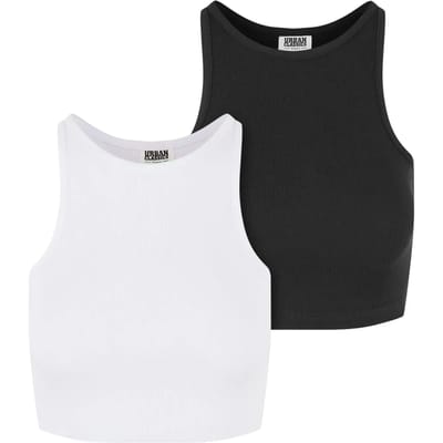 Urban Classics - Organic Rib Crop top - XXL - Wit/Zwart