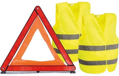 Veiligheidskit - CARLINEA - 1 waarschuwingsdriehoek en 2 XL veiligheidsvesten voor volwassenen