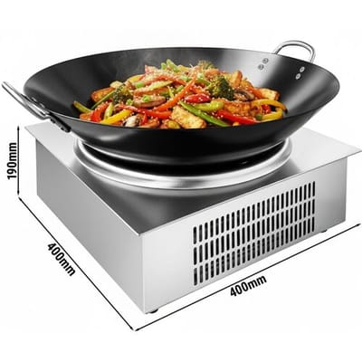 GGM Gastro Wok-Induktionsherd - 3,5 kW - 1 Kochfeld - inkl. Wok Ø 460 mm - Einbaugerät