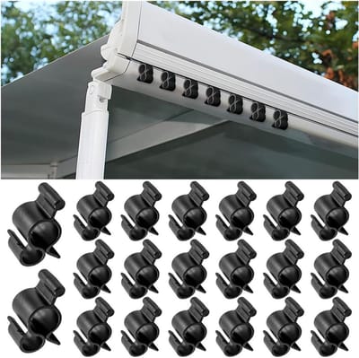 Stuks luifelhaken voor camper en campingtent, biesthaken, S-vormige ophanghaakjes, binnen- en buitendecoratie, feestlicht, kleerhangers - zwart, set van 20.