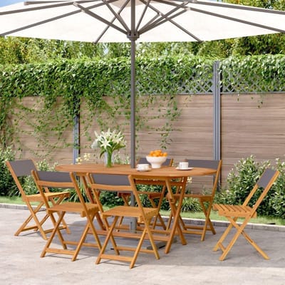 Opvouwbare tuinstoelen - Stapelstoelen buiten - Genieten van buiten - Massief acaciahout - 6 stuks - Antraciet