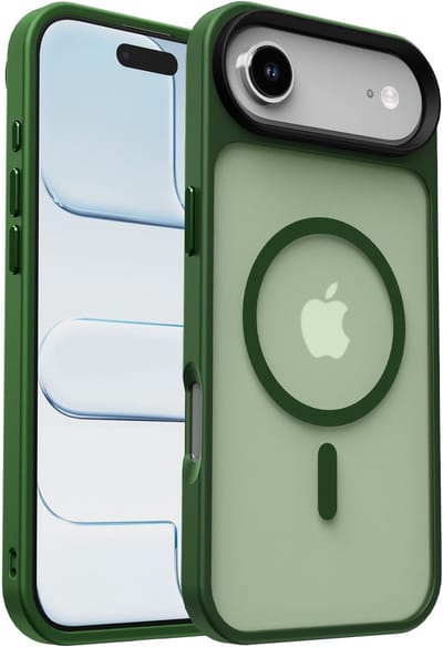 Hoesje Geschikt voor iPhone Air - Compatibel met MagSafe - Matte Beschermhoes - Back Cover met Magneet - Donker Groen