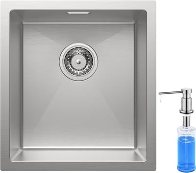 CECIPA max Spoelbak Keuken 40x44CM - Spoelbakken Keuken Met Zeepdispenser 300ML - Wasbak Keuken - Enkele Spoelbak - Spoelbakken met afdruip - RVS