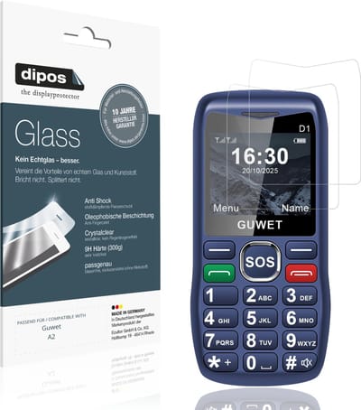 dipos – 2x Pantserfolie geschikt voor Guwet A2 | 9H Screenprotector