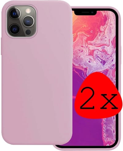 Hoesje 2 Stuks - Geschikt voor Apple iPhone 14 Pro - Sterk & Shockproof - Case Siliconen - Back Cover - Telefoon Hoes - Lila