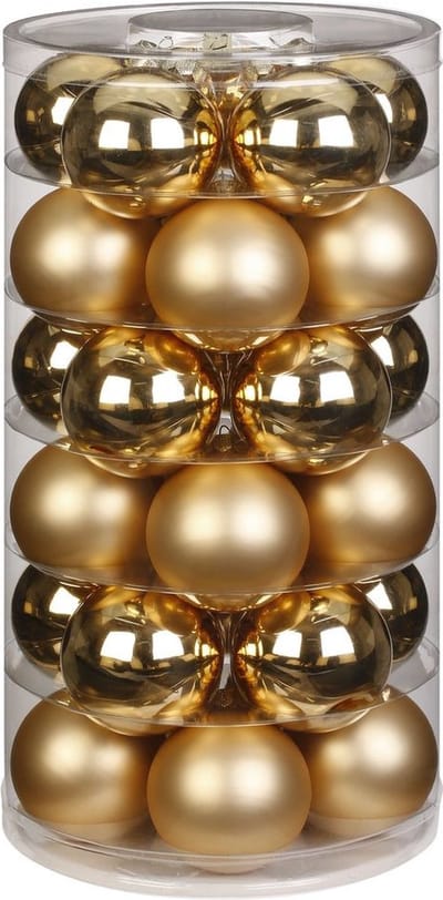 Christmas Goods Kerstballen set - 30x stuks - glas - goud - 6 cm - glans/mat - kerstversiering