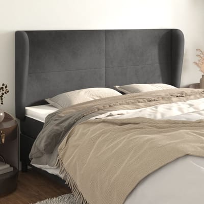 vidaXL - Hoofdbord - met - randen - 203x23x118/128 - cm - fluweel - donkergrijs