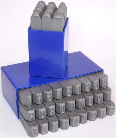 Slaggetallen en letterset - Stempel set - Werkstukken markeren - Rechts gegraveerd - 15 mm - Zilver