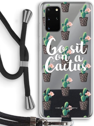 Case Company® - Hoesje met koord geschikt voor Samsung Galaxy S20 Plus hoesje met Koord - Cactus quote - Telefoonhoesje met Zwart Koord - Bescherming aan alle Kanten en Over de Schermrand