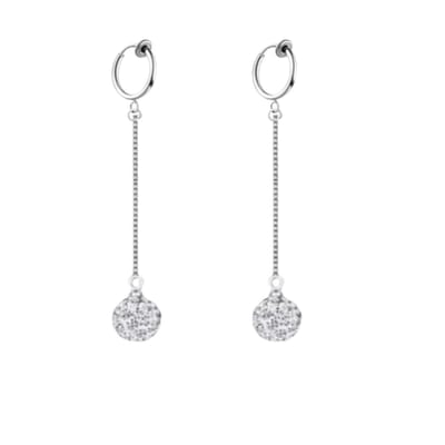 Klem oorbellen- zilverkleur- strass- bal-geen gaatje-Charme Bijoux