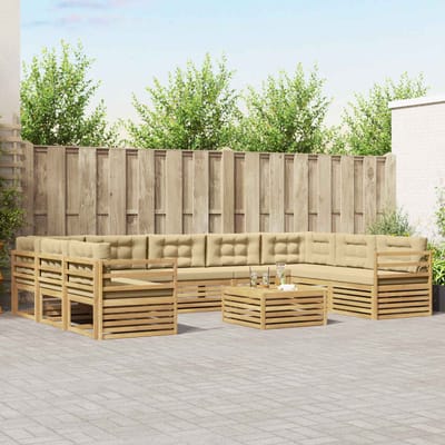 vidaXL - Buiten - bank - set - 10 - st - Wit - en - Beige - Polyester