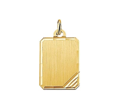 The Jewelry Collection Graveerhanger Mat Gediamanteerd - Geelgoud (14 Krt.)