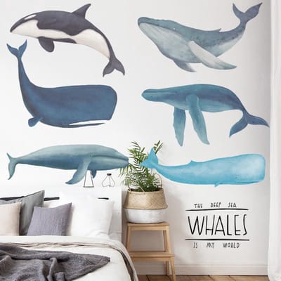 Muursticker | Walvissen | Wanddecoratie | Muurdecoratie | Slaapkamer | Kinderkamer | Babykamer | Jongen | Meisje | Decoratie Sticker