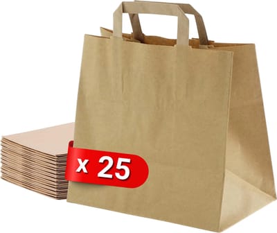 Tavas Papieren tasjes 25 stuks bruin 26x17x25 cm papieren tasjes met handvat Cadeautasjes verjaardag