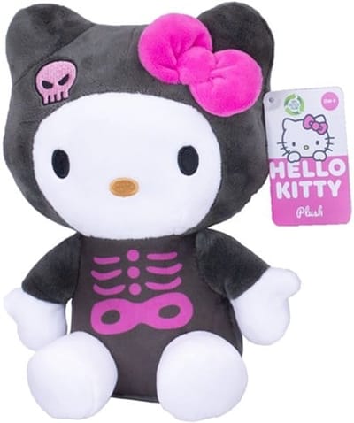 Hello Kitty (Zwart/Roze) Halloween Pluche Knuffel 25 cm - Speelgoed Knuffels voor Kinderen Meisjes - Kat Cat Kitten Plush Toy - Melody, Kuromi, Hello Kitty