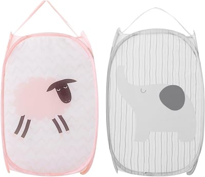 Vouwbare Wasmand Set van 2 - Pop Up Wasmanden van Gaas 30 x 30 x 50 cm met Handvatten voor Kleding, Afval en Organisatie