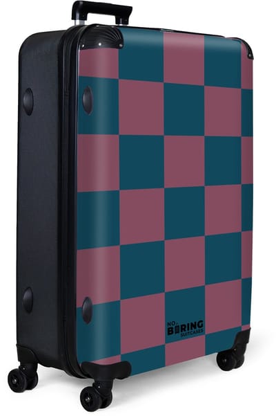 NoBoringSuitcases.com® - Koffer groot - Reiskoffer lichtgewicht - Kleurrijke schaakbord print - Rolkoffer met 4 wielen - Grote trolley XL - 98 liter bagage