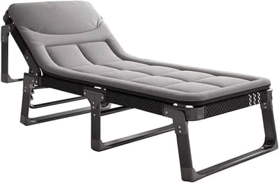 Opvouwbaar Campingbed - Kampeerbed Ligstoel - Ontspannen Buiten - Verstelbaar 4-positie - 190x68x28cm - Grijs