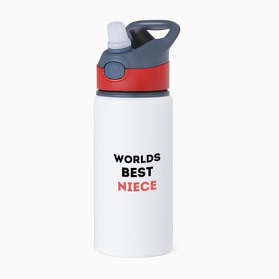 Hacebo® - worlds best niece waterfles met rietje rood - Nicht - de beste nicht - verjaardagscadeau - verjaardag - cadeau - cadeautje voor nicht - nicht artikelen - kado - geschenk - gift - water fles - 650ML